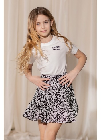 MINIMI T-krekls ar melnu uzrakstu "MINIMI tevi mīl"