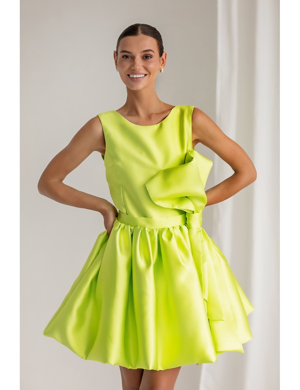 MINIMI „lime“ krāsas kleita „Big bow“