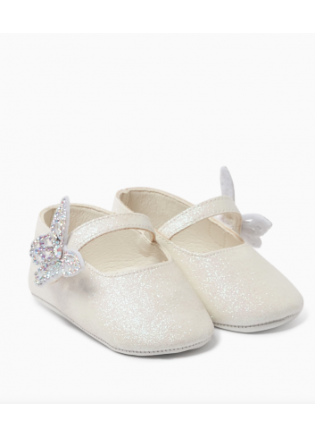 „Babywalker“ ādas apavi ar tauriņa motīvu, kas izrotāts ar Swarovski kristāliņiem
