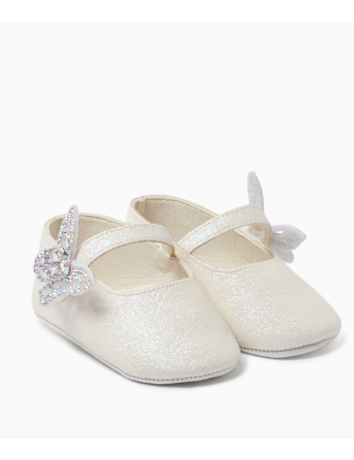 „Babywalker“ ādas apavi ar tauriņa motīvu, kas izrotāts ar Swarovski kristāliņiem